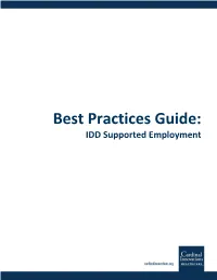 Best Practices Guide: IDD Supported Employment