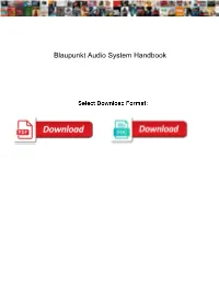 Blaupunkt Audio System Handbook