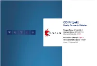 CD Projekt Equity Research Division