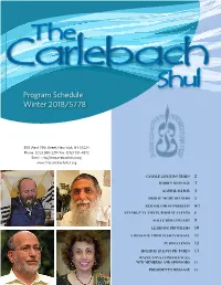 Program Schedule Winter 2018/5778