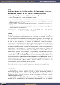 Sphingolipids and Cell Signaling: Relationship Between Health and Disease in the Central Nervous System