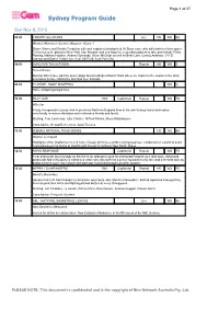 Sydney Program Guide