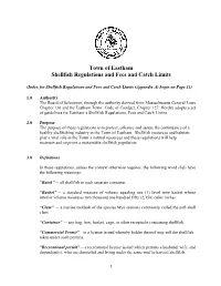 Town of Eastham Shellfish Regulations and Fees and Catch Limits