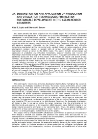 24. Demonstration and Application of Production and Utilization Technologies for Rattan Sustainable Development in the Asean Member Countries
