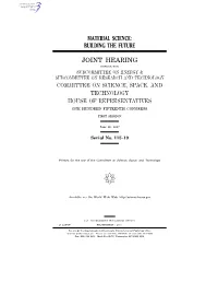 Building the Future Joint Hearing Committee On