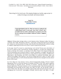 Developing Indigenous Holistic Approaches to Cultural Heritage Assessment and Interpretation
