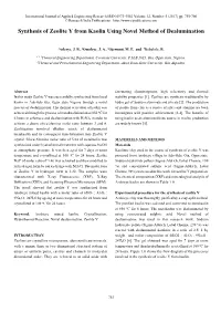 Synthesis of Zeolite Y from Kaolin Using Novel Method of Dealumination