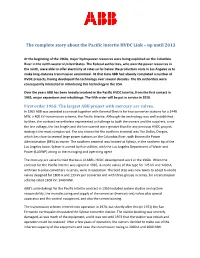 The Complete Story About the Pacific Intertie HVDC Link – up Until 2013
