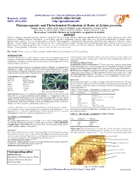 Pharmacognostic and Phytochemical Evaluation of Roots of Eclipta Prostrata