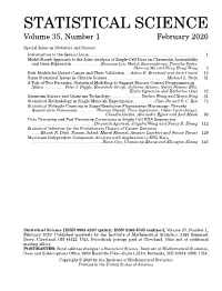 STATISTICAL SCIENCE Volume 35, Number 1 February 2020