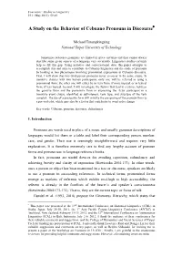 A Study on the Behavior of Cebuano Pronouns in Discourse