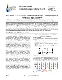Fully Reused VLSI Architecture of Differential Manchester Encoding Using SOLS Technique for DSRC Application B