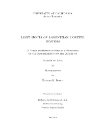 Limit Roots of Lorentzian Coxeter Systems