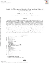 Limits for Thermionic Emission from Leading Edges of Hypersonic Vehicles