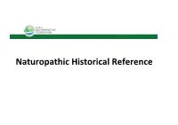 Naturopathic Historical Reference