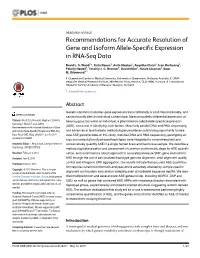 Recommendations for Accurate Resolution of Gene and Isoform Allele-Specific Expression in RNA-Seq Data