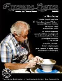 September 2018 • Volume 68 Number 8 MAGAZINE Rcba@Riversidecountybar.Com