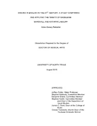 Singing in English in the 21St Century: a Study Comparing