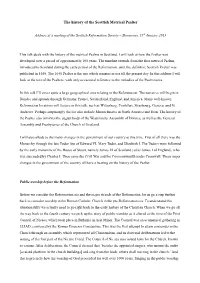 The History of the Scottish Metrical Psalter
