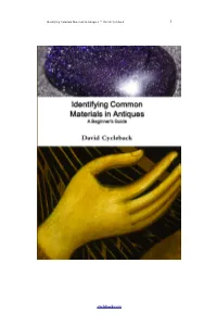 Cycleback.Com Identifying Common Materials in Antiques * David Cycleback 2