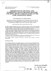 Differences in Life Style and Nutritional Status Between Settlers and Siona