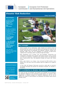 ECHO Factsheet – Disaster Risk Reduction – October 2017