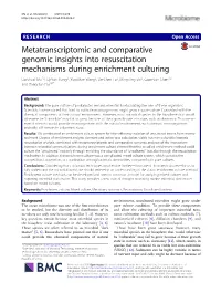 Metatranscriptomic and Comparative Genomic Insights Into Resuscitation