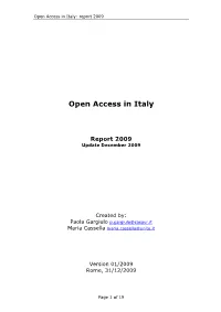 Open Access in Italy: Report 2009