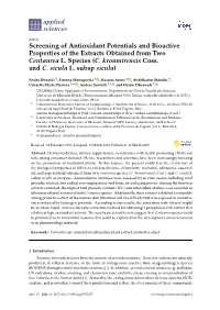 Screening of Antioxidant Potentials and Bioactive Properties of the Extracts Obtained from Two Centaurea L. Species (C. Kroumirensis Coss. and C. Sicula L. Subsp Sicula)