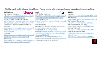 What to Watch for Health and Social Care – Please Check with Your