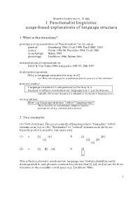 1. Functionalist Linguistics: Usage-Based Explanations of Language Structure