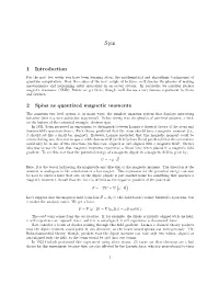 1 Introduction 2 Spins As Quantized Magnetic Moments