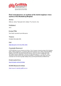 An Analysis of the Failed Employee Voice System at the Bundaberg Hospital