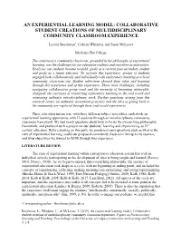An Experiential Learning Model: Collaborative Student Creations of Multidisciplinary Community Classroom Experience