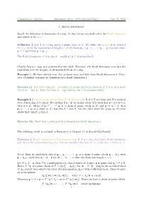 Commutative Algebra Dimension Theory of Noetherian Rings June 18, 2020