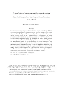 Data-Driven Mergers and Personalization∗