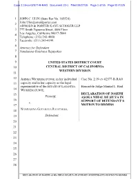 Declaration of Joseph Asoka Nihal De Silva in Support of Defendant's Motion to Dismiss