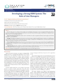 Developing a Strong HRM System: the Role of Line Managers