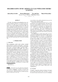 Disambiguating Music Artists at Scale with Audio Metric Learning