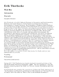 Erik Thorbecke Web Bio