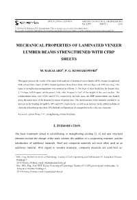 Mechanical Properties of Laminated Veneer Lumber Beams Strengthened with Cfrp Sheets