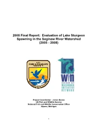 Progress Report for Lake Sturgeon Spawning in St