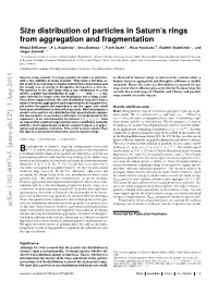 Size Distribution of Particles in Saturn's Rings from Aggregation And