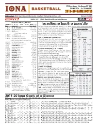 2019-20 Game Notes