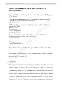 Altered Nitrogen Metabolism in Biocontrol Strains of Penicillium Rubens