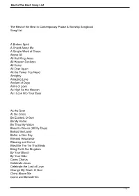 Best of the Best: Song List