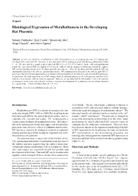 Histological Expression of Metallothionein in the Developing Rat Placenta