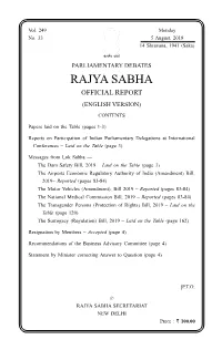 RAJYA SABHA OFFICIAL REPORT (English Version)