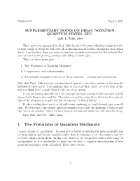 1 the Postulates of Quantum Mechanics