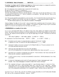 7-1 RATIONALS - Ratio & Proportion MATH 210 F8
